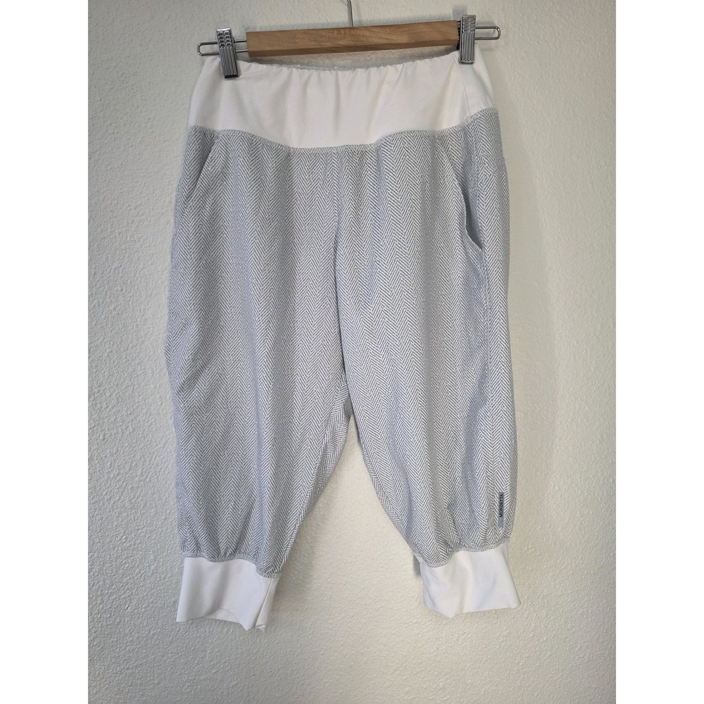 Mondetta Jogger Pants Women S White Gray Herringbone Athleisure Sweatpants